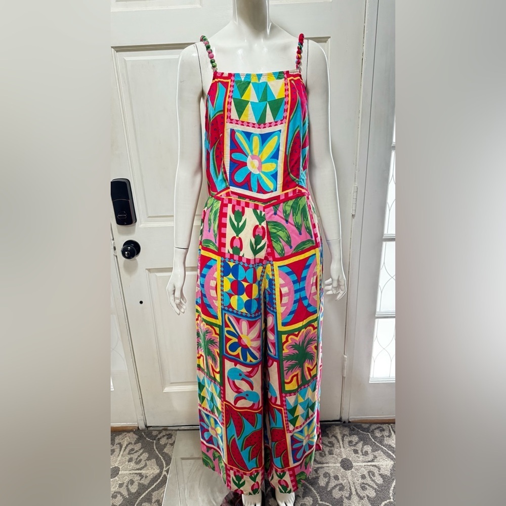 Sincerely Jules 100%Rayon Floral Multicolor Patterned Jumpsuit Size Large